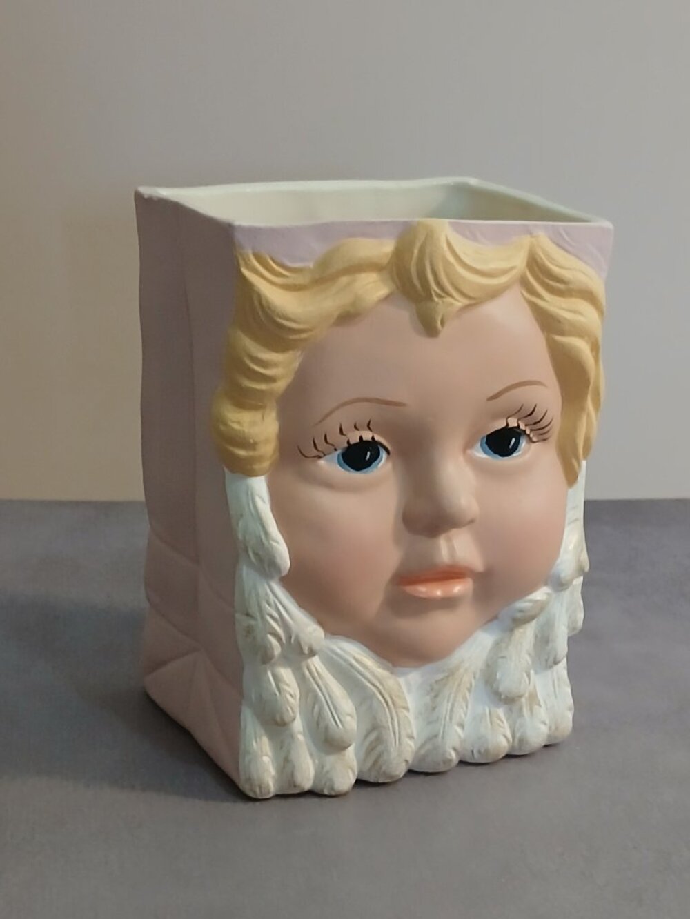 Hobbyist "Scioto Molds" Unique, Whimsical, Square Planter/Catch-All with Face